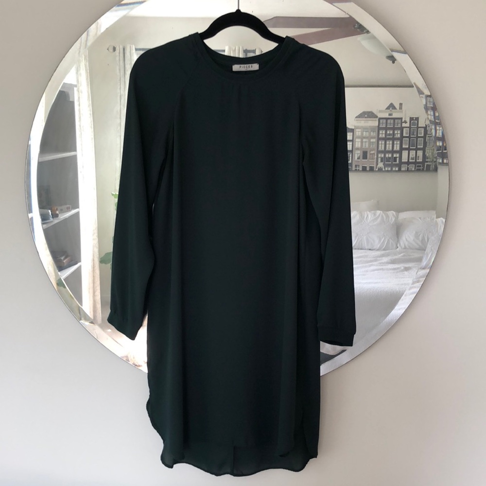 Forest Green Long Sleeve Shift Dress